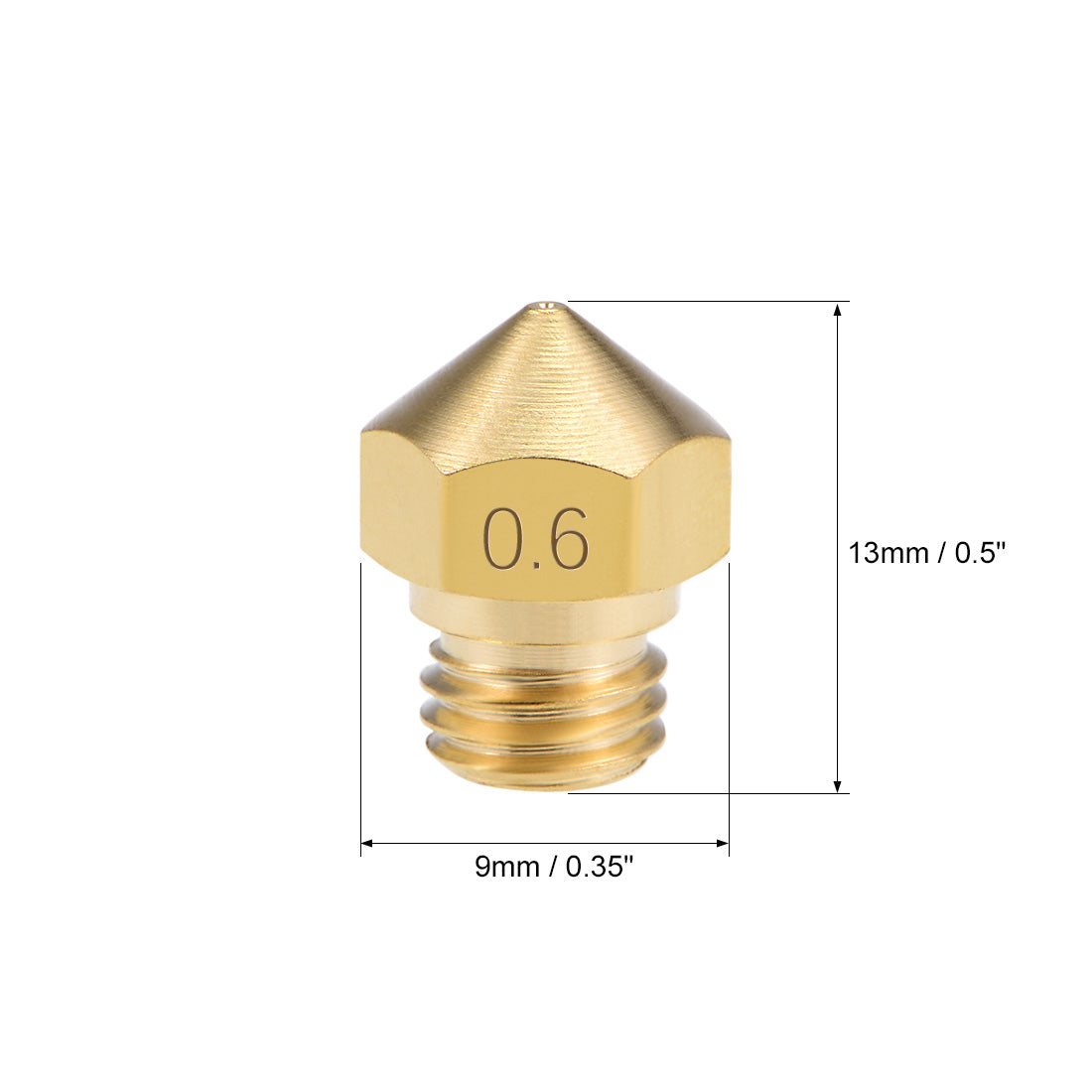 uxcell Uxcell 0.6mm 3D Printer Nozzle Head M7 for MK10 1.75mm Extruder Print, Brass 10pcs
