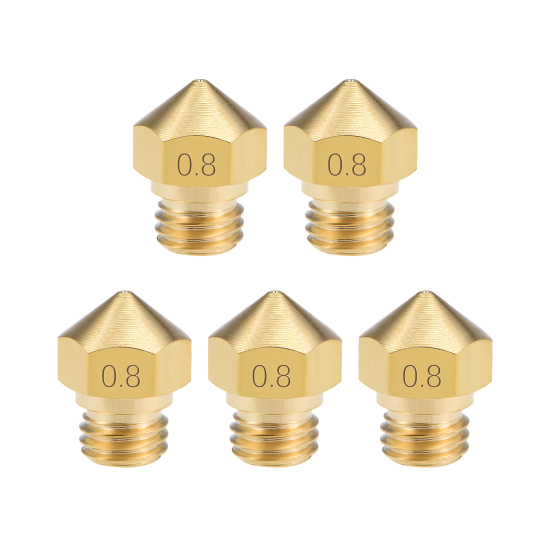 uxcell Uxcell 0.8mm 3D Printer Nozzle Head M7 Thread Replacement for MK10 1.75mm Extruder Print, Brass 5pcs