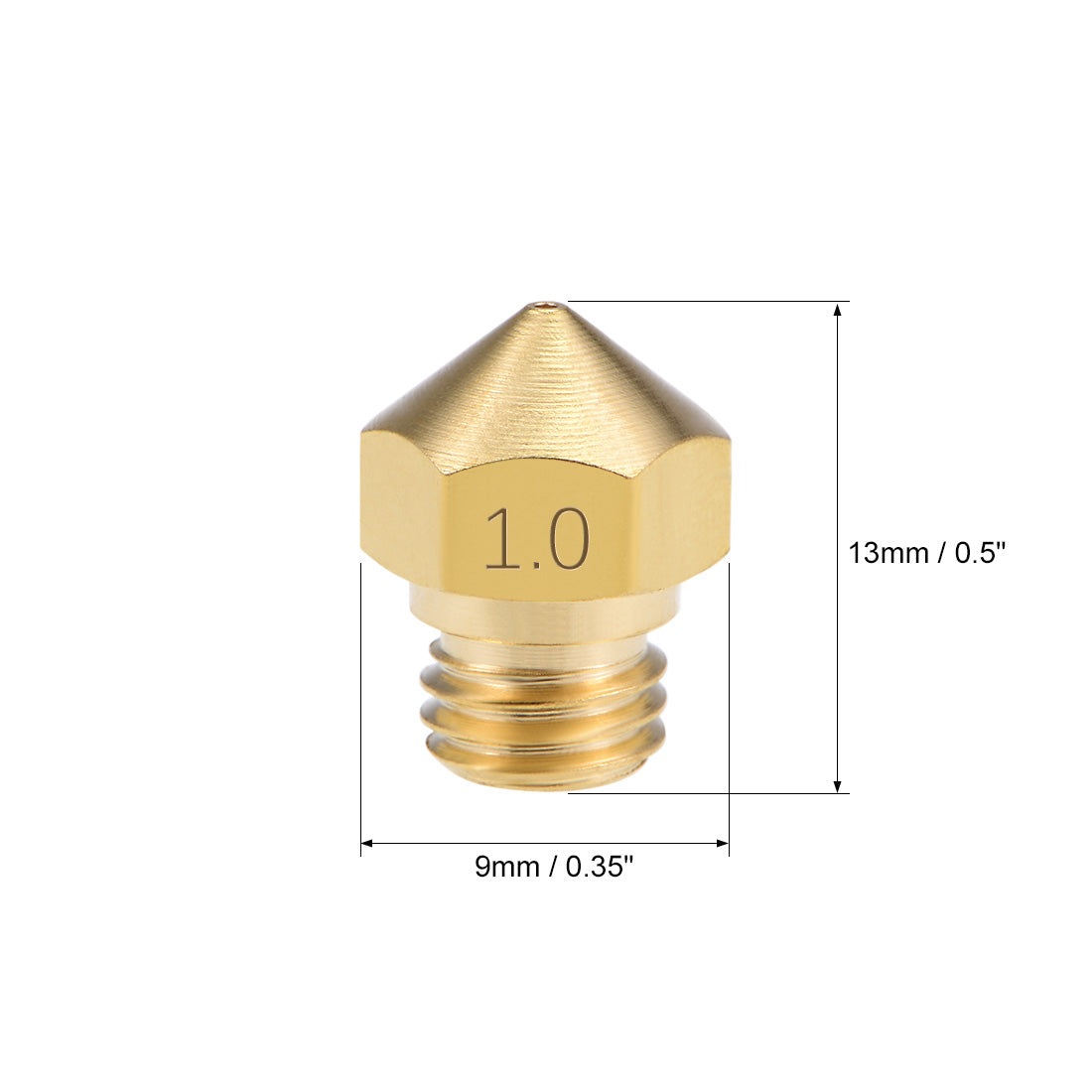 uxcell Uxcell 1mm 3D Printer Nozzle Head M7 Thread Replacement for MK10 1.75mm Extruder Print, Brass 5pcs