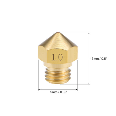 Harfington Uxcell 1mm 3D Printer Nozzle Head M7 Thread Replacement for MK10 1.75mm Extruder Print, Brass 5pcs