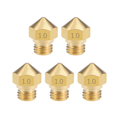 Harfington Uxcell 1mm 3D Printer Nozzle Head M7 Thread Replacement for MK10 1.75mm Extruder Print, Brass 5pcs