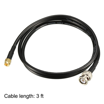 Harfington Uxcell RG58 Coaxial Cable with BNC Male to SMA Male Connectors 50 Ohm 3 ft