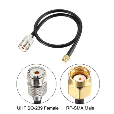 Harfington Uxcell RF Coax Cable RP-SMA Male to UHF SO-239 Female Coaxial Cable 16 Inch
