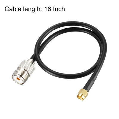 Harfington Uxcell RF Coax Cable RP-SMA Male to UHF SO-239 Female Coaxial Cable 16 Inch