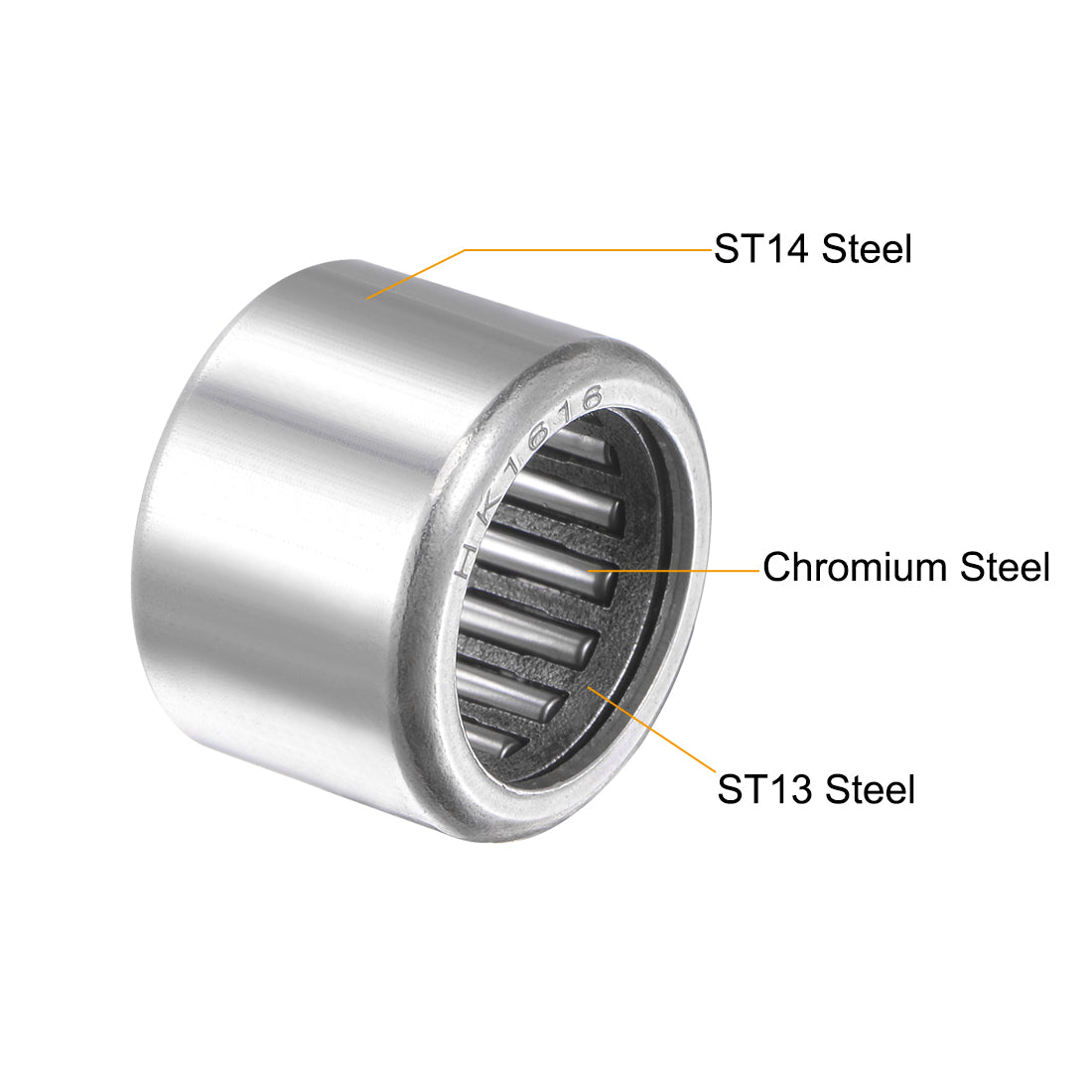 uxcell Uxcell HK Series Needle Roller Bearings, Open End, Stamping Steel Drawn Cup Metric