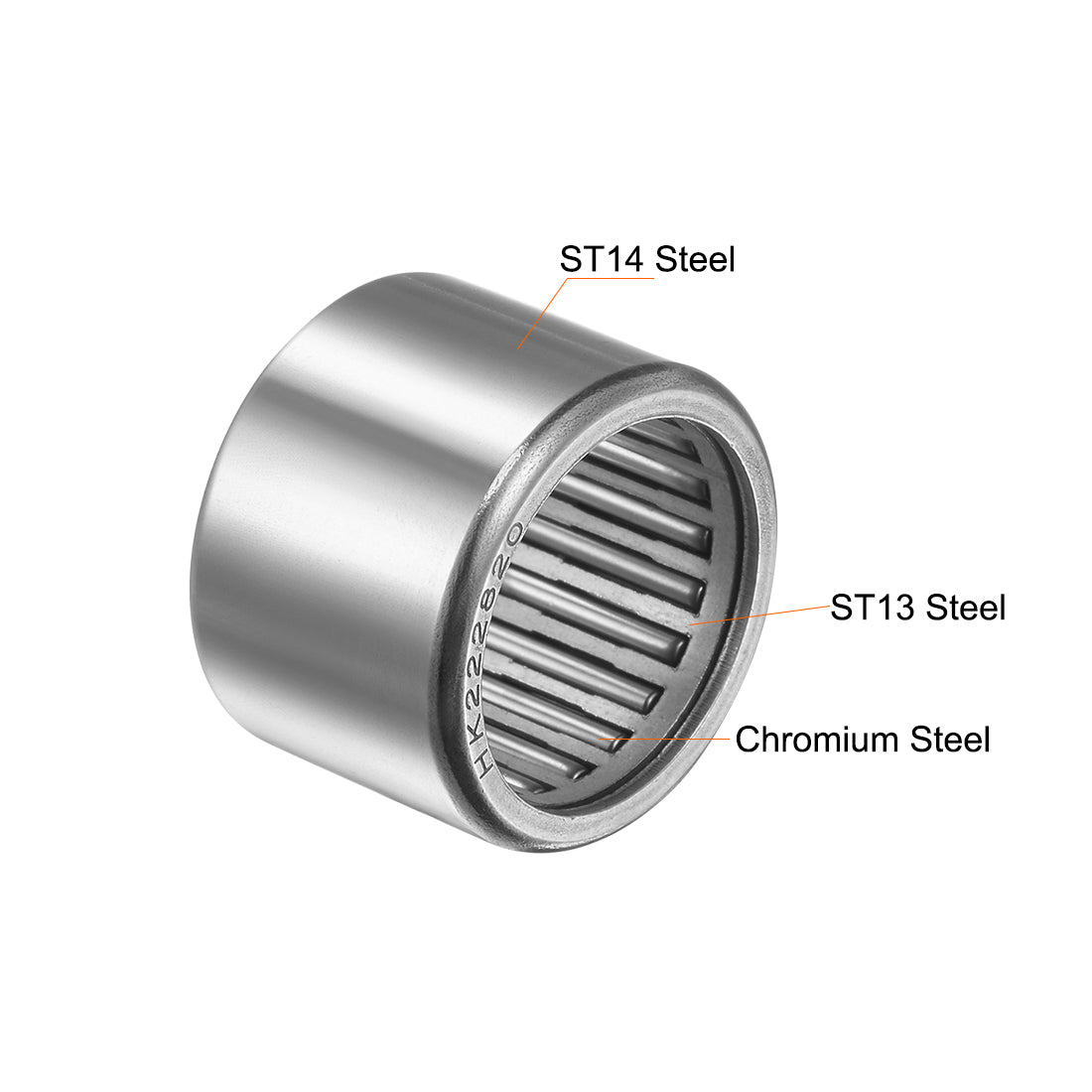 uxcell Uxcell HK Series Needle Roller Bearings, Open End, Stamping Steel Drawn Cup Metric
