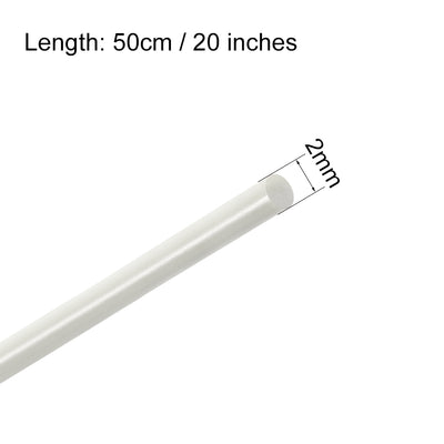Harfington Uxcell FRP Fiberglass Round Rod,2mm Dia 50cm Long White Engineering Round Bars 3pcs