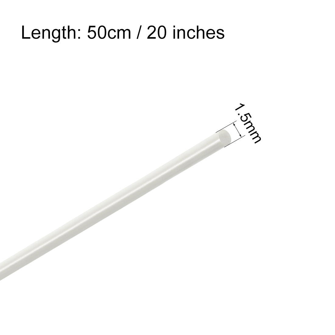 uxcell Uxcell FRP Fiberglass Round Rod,1.5mm Dia 50cm Long White Engineering Round Bar 3pcs
