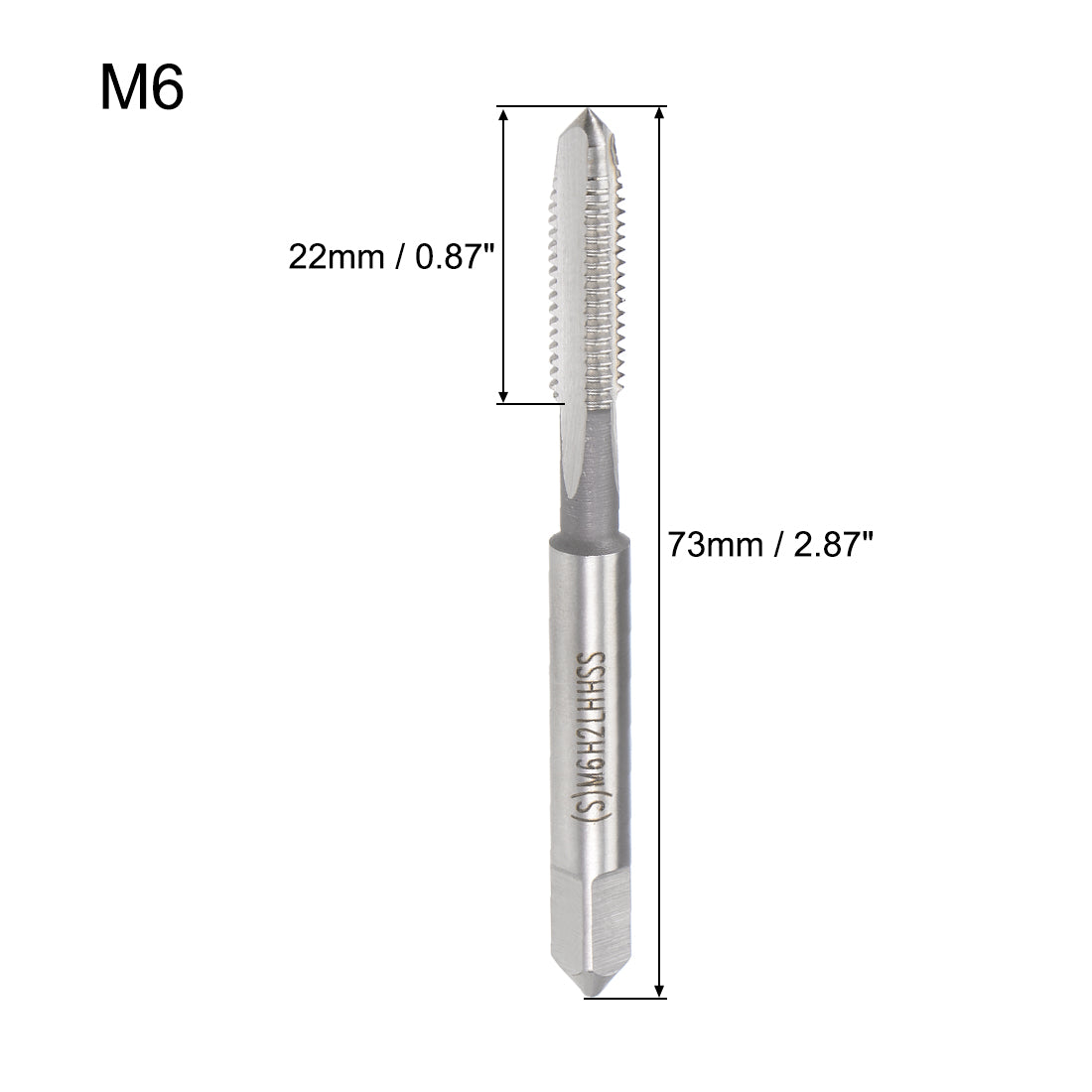uxcell Uxcell Metric Machine Tap Left M6 Thread 1 Pitch H2 Accuracy 3 Flutes High Speed Steel 2pcs