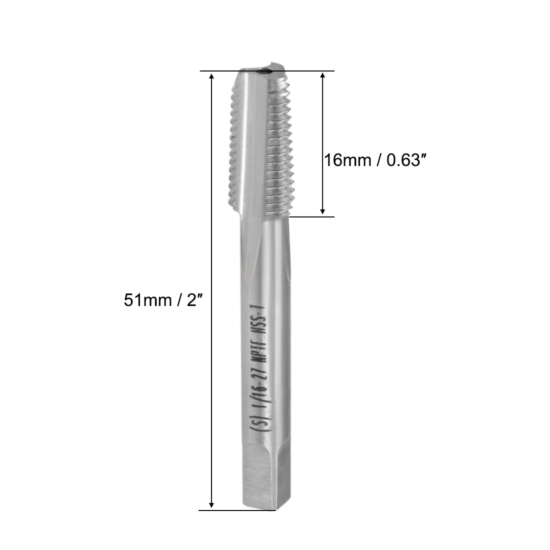 Uxcell Uxcell Machine Tap 1/16-27 NPTF Straight Pipe Thread 3 Flutes High Speed Steel