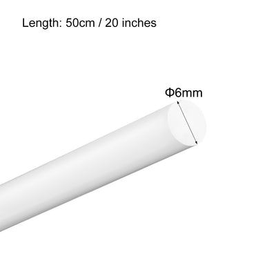Harfington Uxcell Plastic Round Rod,6mm Dia 50cm White Engineering Plastic Round Bar 3pcs