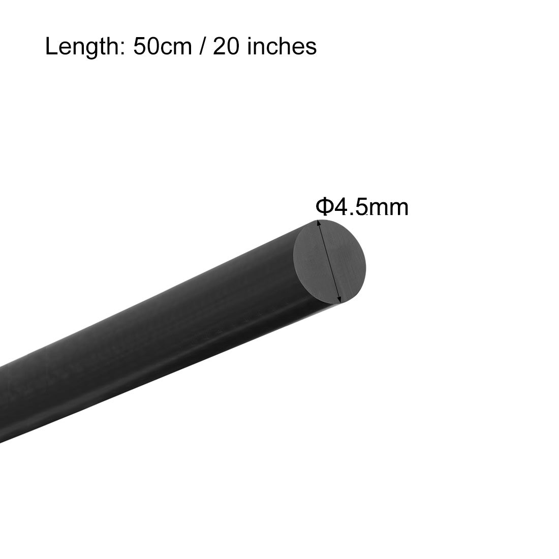uxcell Uxcell Plastic Round Rod,4.5mm Dia 50cm Black Engineering Plastic Round Bar