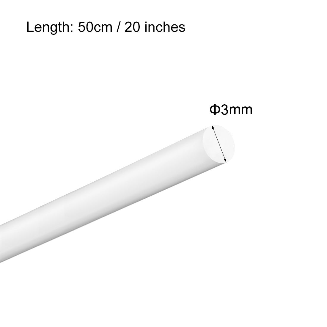 uxcell Uxcell Plastic Round Rod,3mm Dia 50cm White Engineering Plastic Round Bar 6pcs