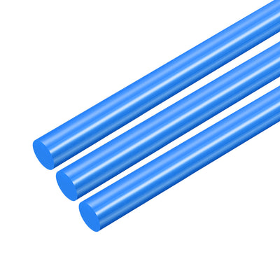 Harfington Uxcell Plastic Round Rod,8mm Dia 50cm Blue Engineering Plastic Round Bar 3pcs