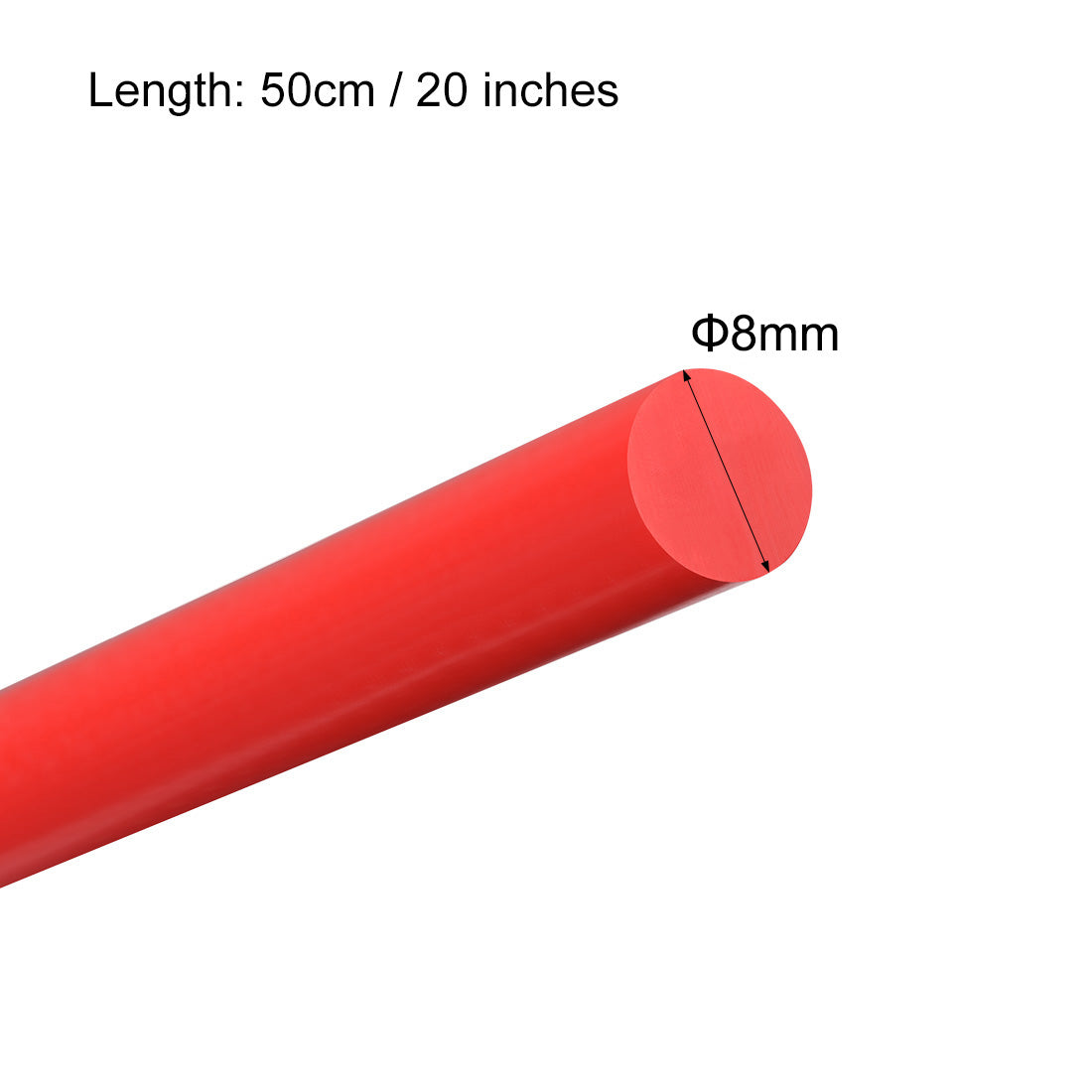 uxcell Uxcell Plastic Round Rod,8mm Dia 50cm Red Engineering Plastic Round Bar
