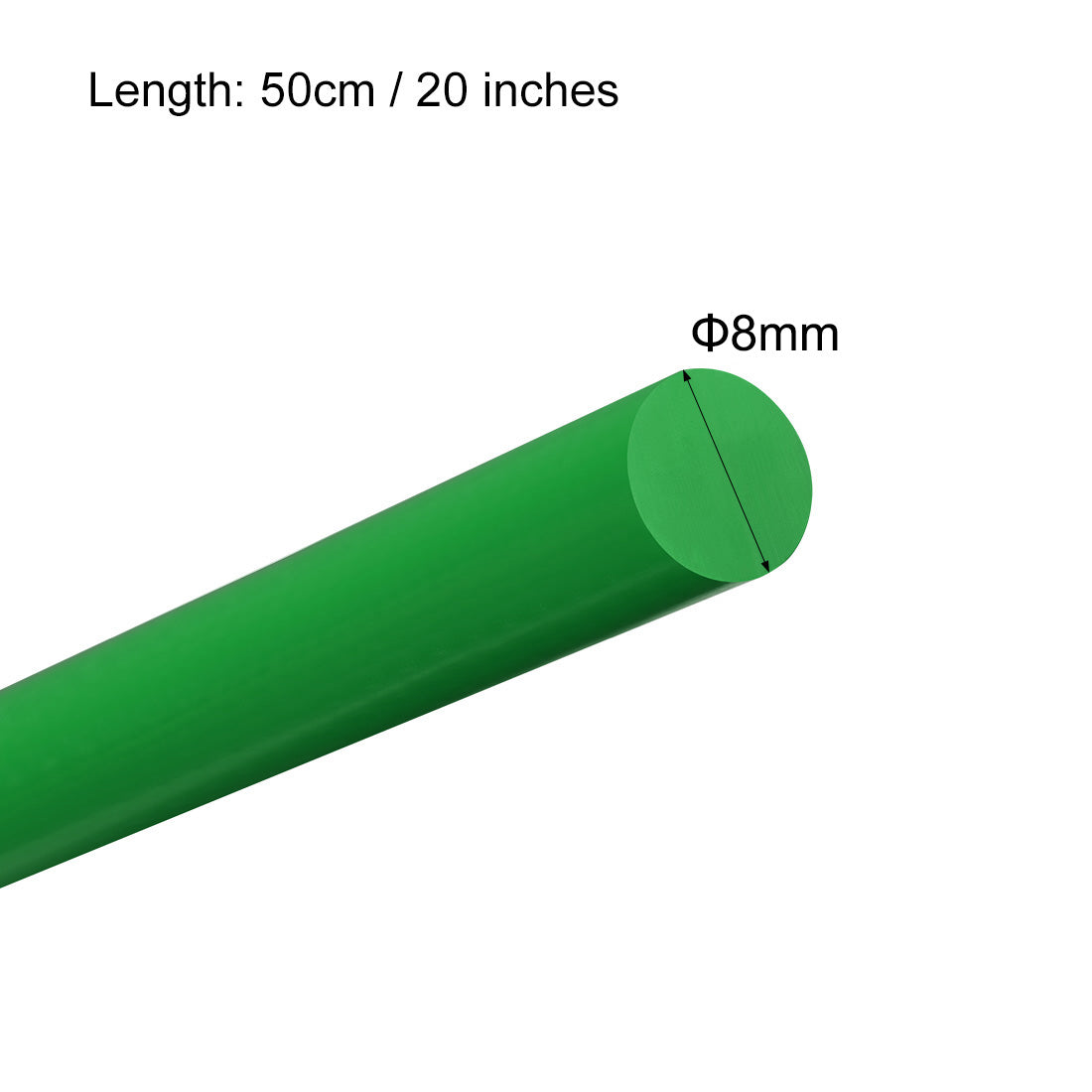 uxcell Uxcell Plastic Round Rod,8mm Dia 50cm Green Engineering Plastic Round Bar 3pcs