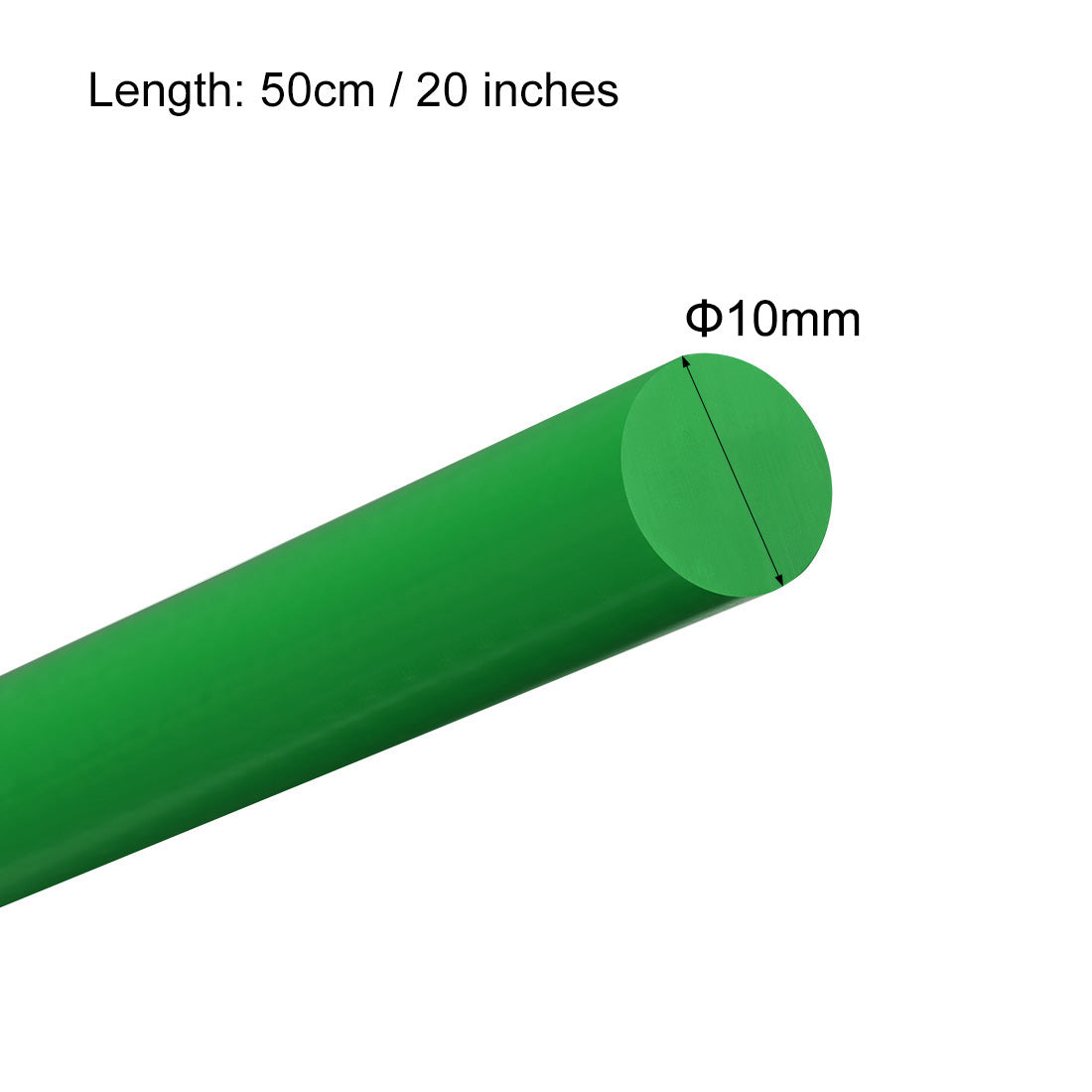 uxcell Uxcell Plastic Round Rod,10mm Dia 50cm Green Engineering Plastic Round Bar 3pcs