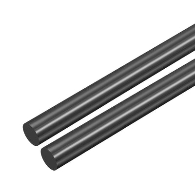 Harfington Uxcell Plastic Round Rod,12mm Dia 50cm Black Engineering Plastic Round Bar 2pcs