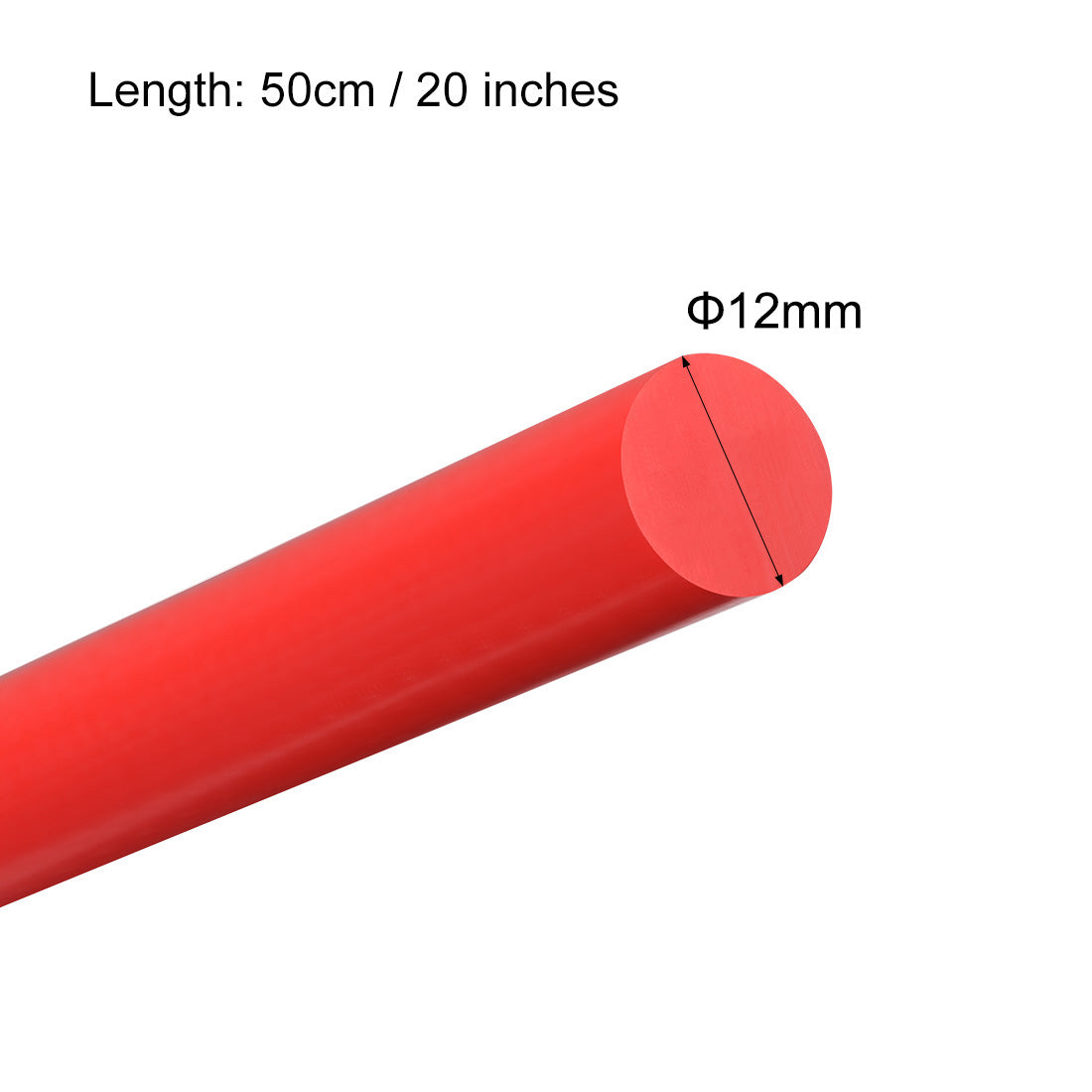 uxcell Uxcell Plastic Round Rod,12mm Dia 50cm Red Engineering Plastic Round Bar 3pcs