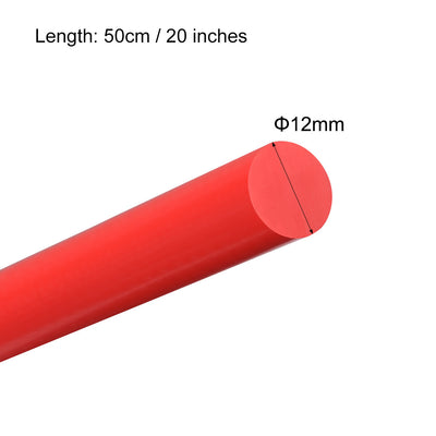 Harfington Uxcell Plastic Round Rod,12mm Dia 50cm Red Engineering Plastic Round Bar 3pcs