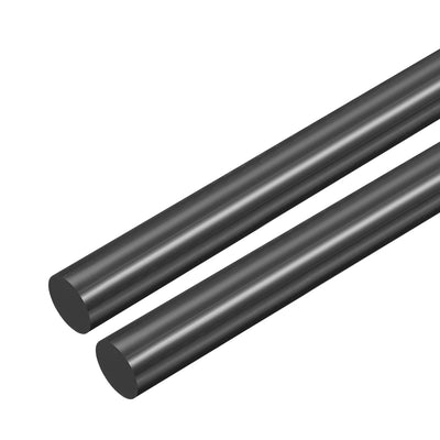 Harfington Uxcell Plastic Round Rod,15mm Dia 50cm Black Engineering Plastic Round Bar 2pcs