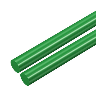 Harfington Uxcell Plastic Round Rod,15mm Dia 50cm Green Engineering Plastic Round Bar 2pcs