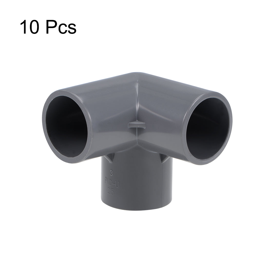 uxcell Uxcell 3-Way Elbow Metric PVC Fitting, 25mm Socket, Tee Corner Fittings Gray 10Pcs