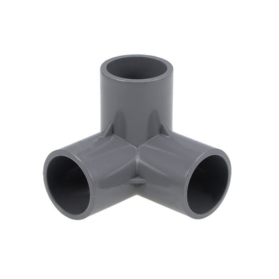 Harfington Uxcell 3-Way Elbow Metric PVC Fitting, 25mm Socket, Tee Corner Fittings Gray 10Pcs