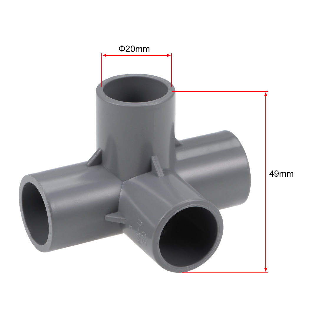 uxcell Uxcell 4 Way 20mm Tee Metric PVC Fitting Elbow - PVC Furniture - PVC Elbow Fittings Gray 10Pcs