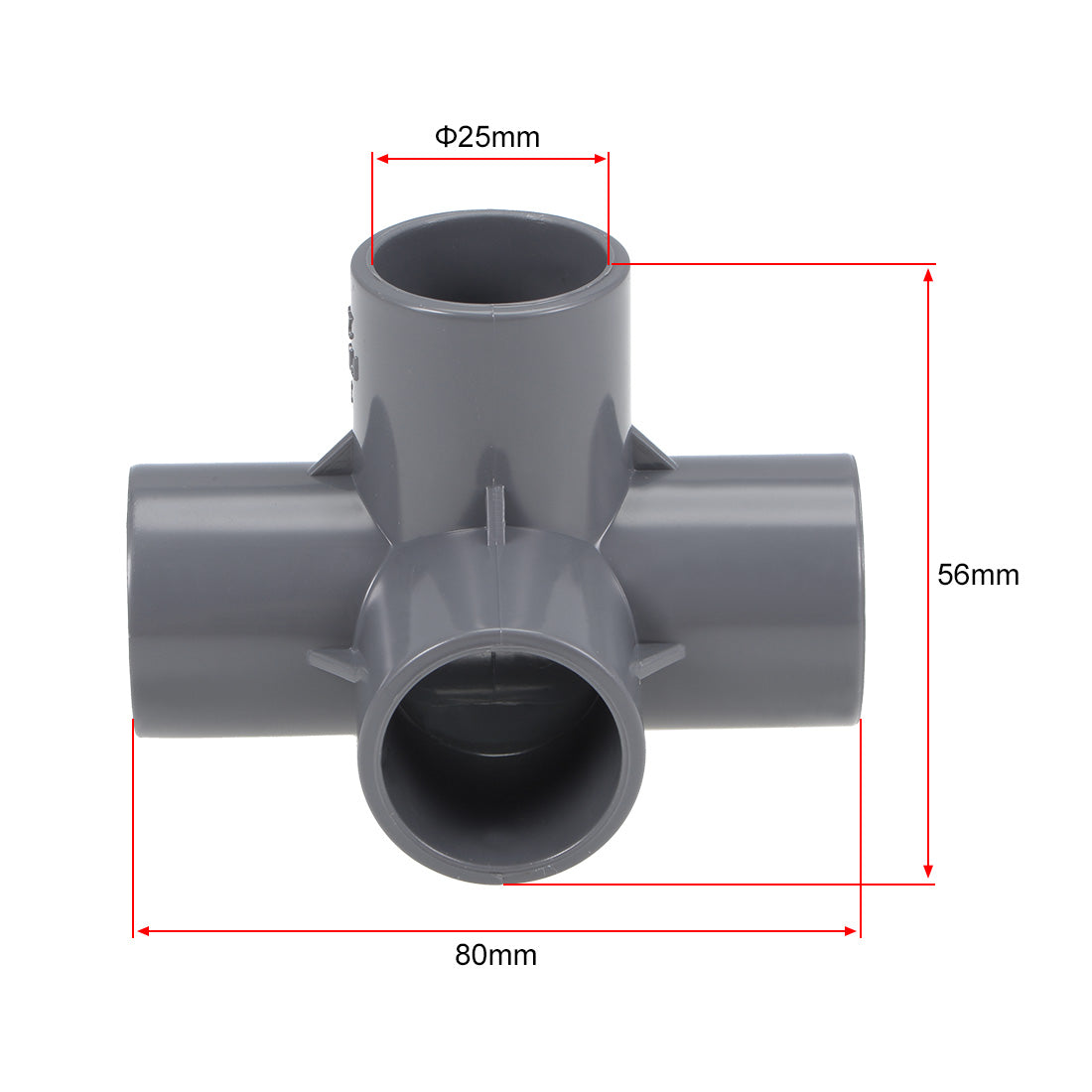 uxcell Uxcell 4 Way 25mm Tee Metric PVC Fitting Elbow - PVC Furniture - PVC Elbow Fittings Gray 5Pcs