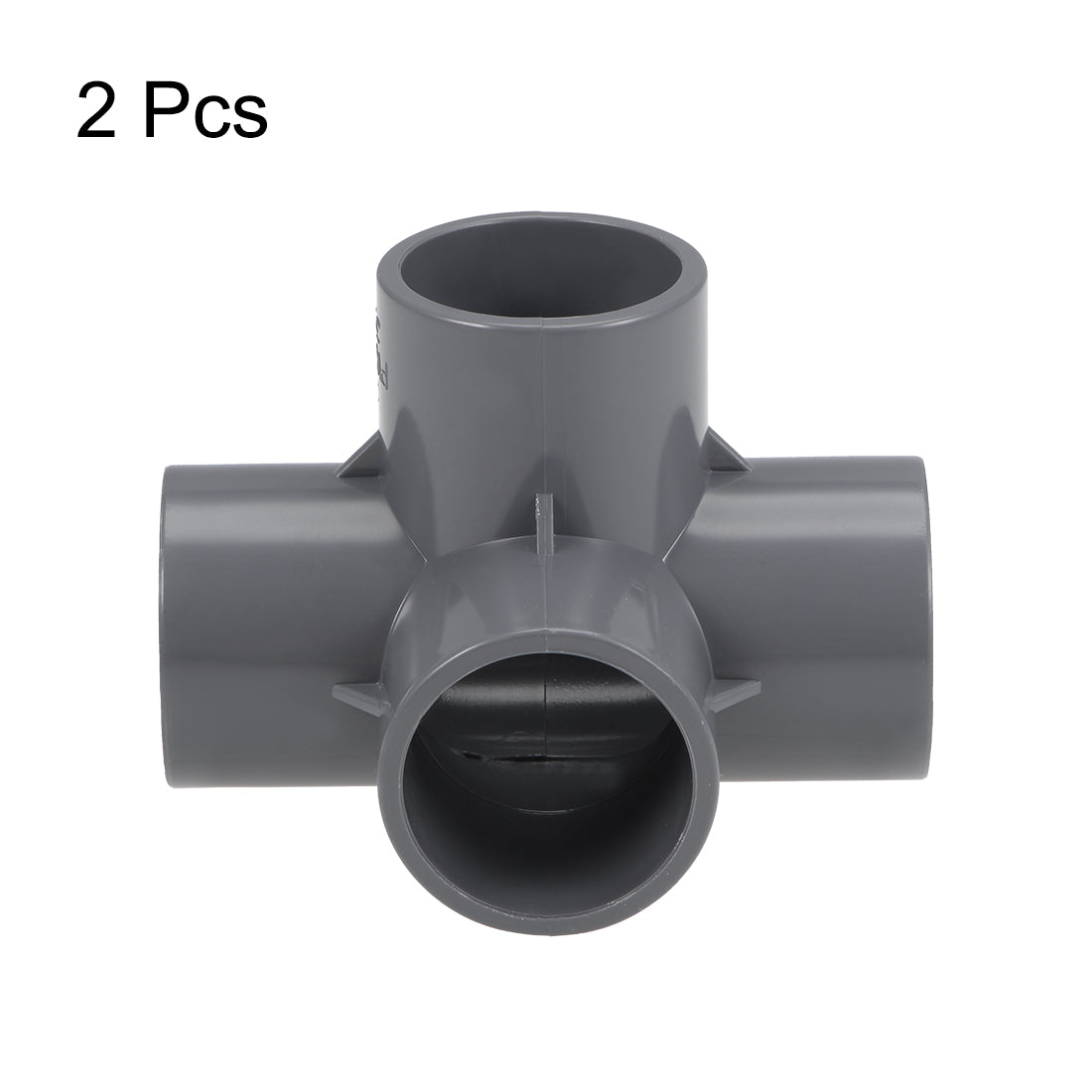 uxcell Uxcell 4 Way 32mm Tee Metric PVC Fitting Elbow - PVC Furniture - PVC Elbow Fittings Gray 2Pcs