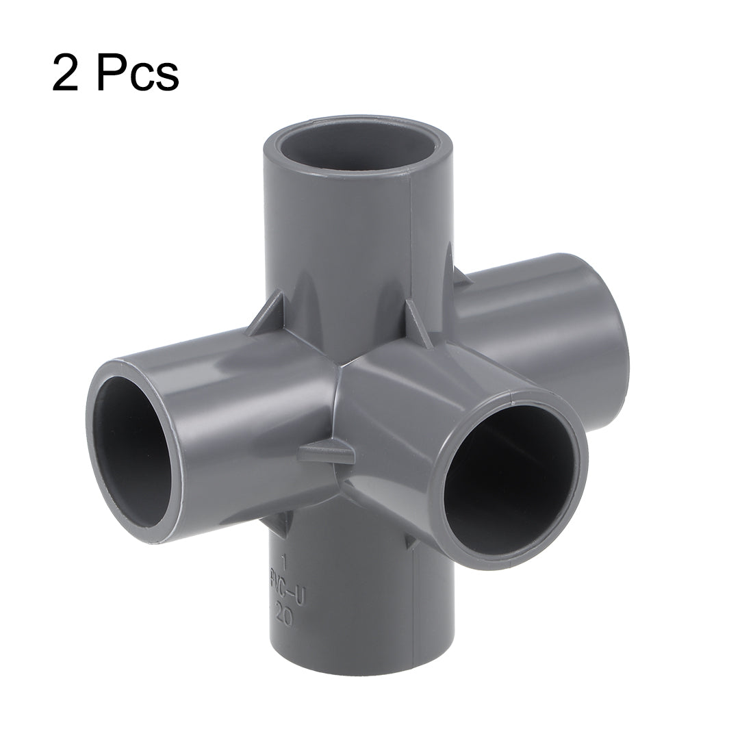 uxcell Uxcell 5 Way 20mm Tee Metric PVC Fitting Elbow - PVC Furniture Elbow Fittings Gray 2Pcs