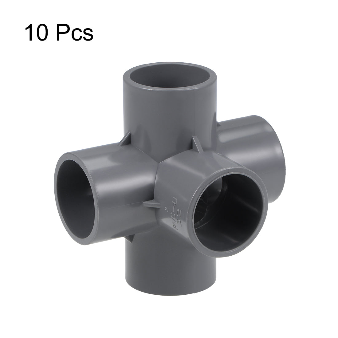 uxcell Uxcell 5 Way 32mm Tee Metric PVC Fitting Elbow - PVC Furniture Elbow Fittings Gray 10Pcs