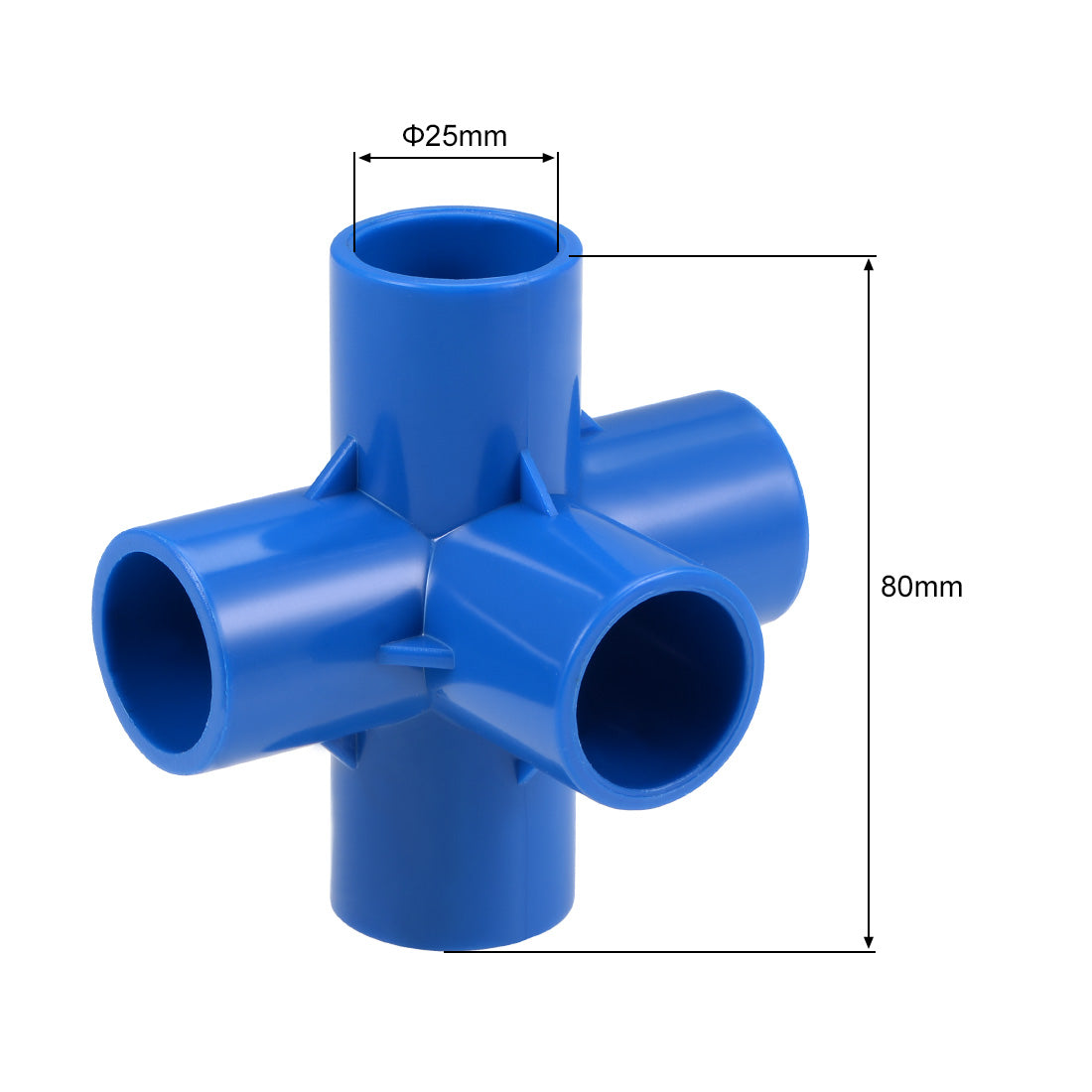 uxcell Uxcell 5 Way 25mm Tee Metric PVC Fitting Elbow - PVC Furniture C Elbow Fittings Blue 10Pcs