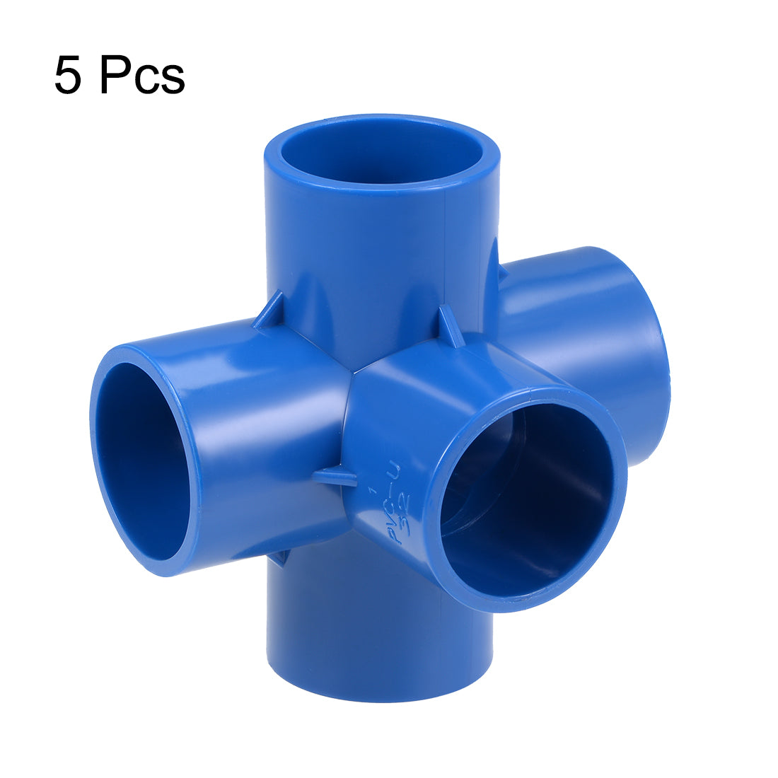 uxcell Uxcell 5 Way 32mm Tee Metric PVC Fitting Elbow - PVC Furniture Elbow Fittings Blue 5Pcs
