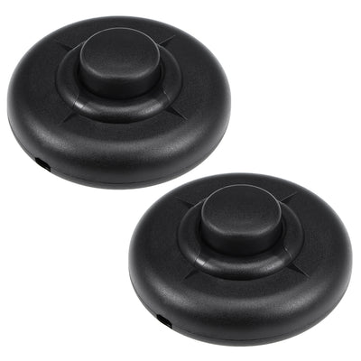 Harfington Uxcell Inline Foot Pedal Push Button Switch, Round Lamp Lights Foot Control ON/Off Latching Footswitch Black 2Pcs