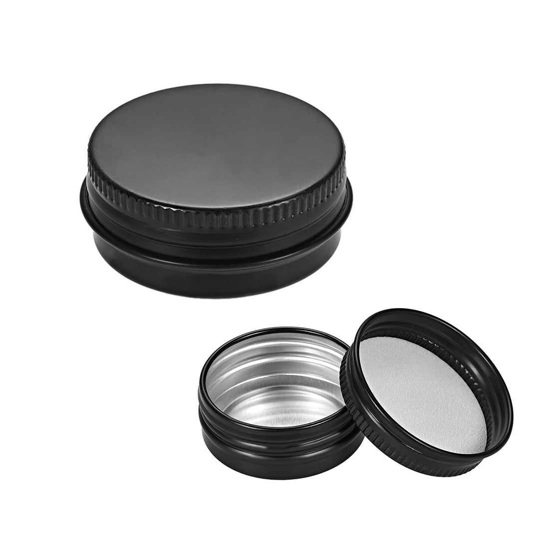 uxcell Uxcell 1/2 oz Round Aluminum Cans Tin Can Screw Top Lid Containers Black 15ml 12pcs
