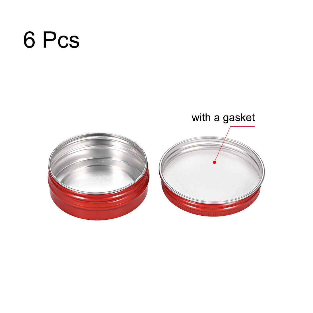 uxcell Uxcell 1 oz Round Aluminum Cans Tin Can Screw Top Metal Lid Containers Red 30ml 6pcs