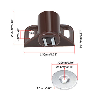 Harfington Uxcell Magnetic Latches Catch Cabinet Door Magnet Latch for Cupboard Closet Brown 6pcs