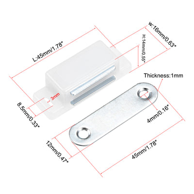 Harfington Uxcell Magnetic Cabinet Door Latches Catch 1.8" Length for Kitchen Bathroom White 8pcs