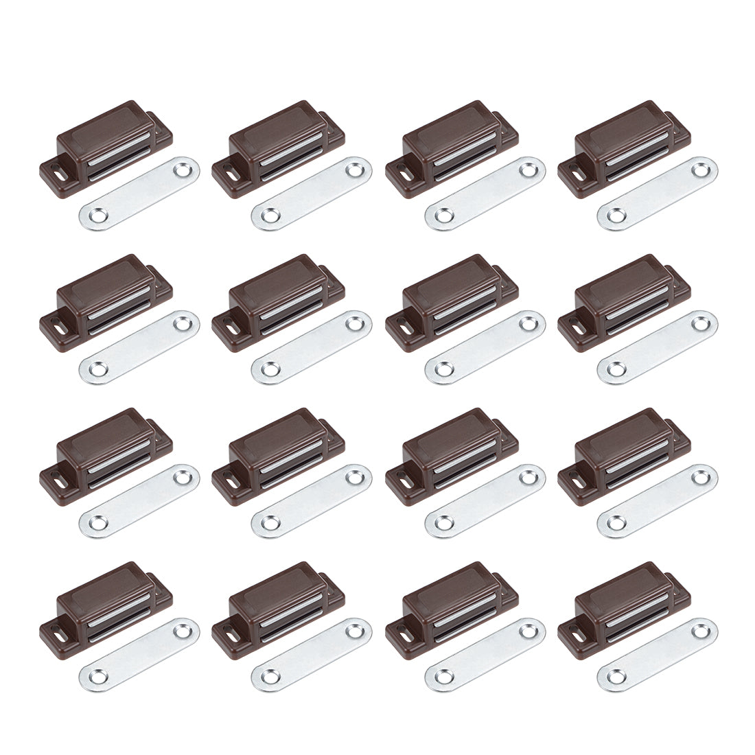 uxcell Uxcell Magnetic Cabinet Door Latches Catch 1.8" Length for Kitchen Bathroom Brown 16pcs