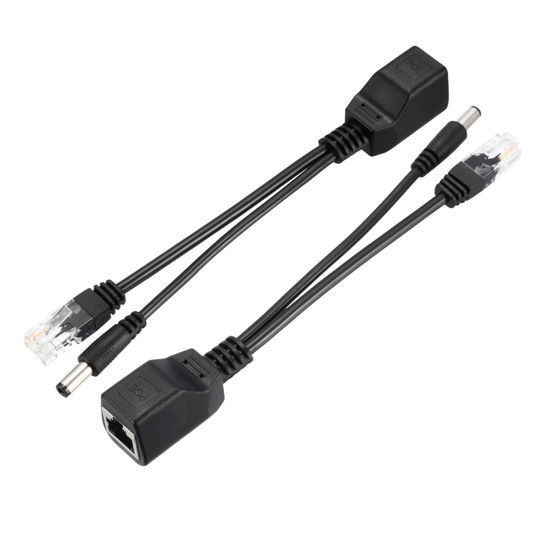 uxcell Uxcell 2pcs POE Splitter Power Over Ethernet Splitter Adapter 12V Black with 5.5x2.1mm DC Connector