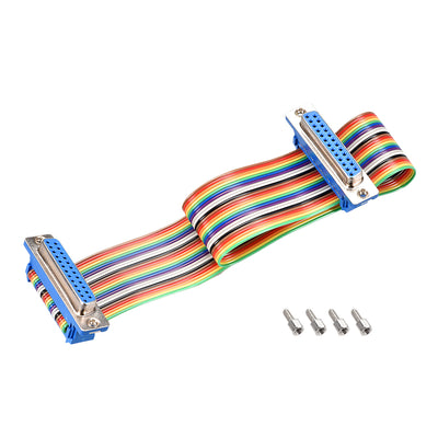 Harfington Uxcell IDC Rainbow Wire Flat Ribbon Cable DB25 F/F Connector 2.54mm Pitch 11.8inch Long