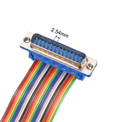 Harfington Uxcell IDC Rainbow Wire Flat Ribbon Cable DB25 Male to DB25 Male Connector 2.54mm Pitch 11.8inch Length