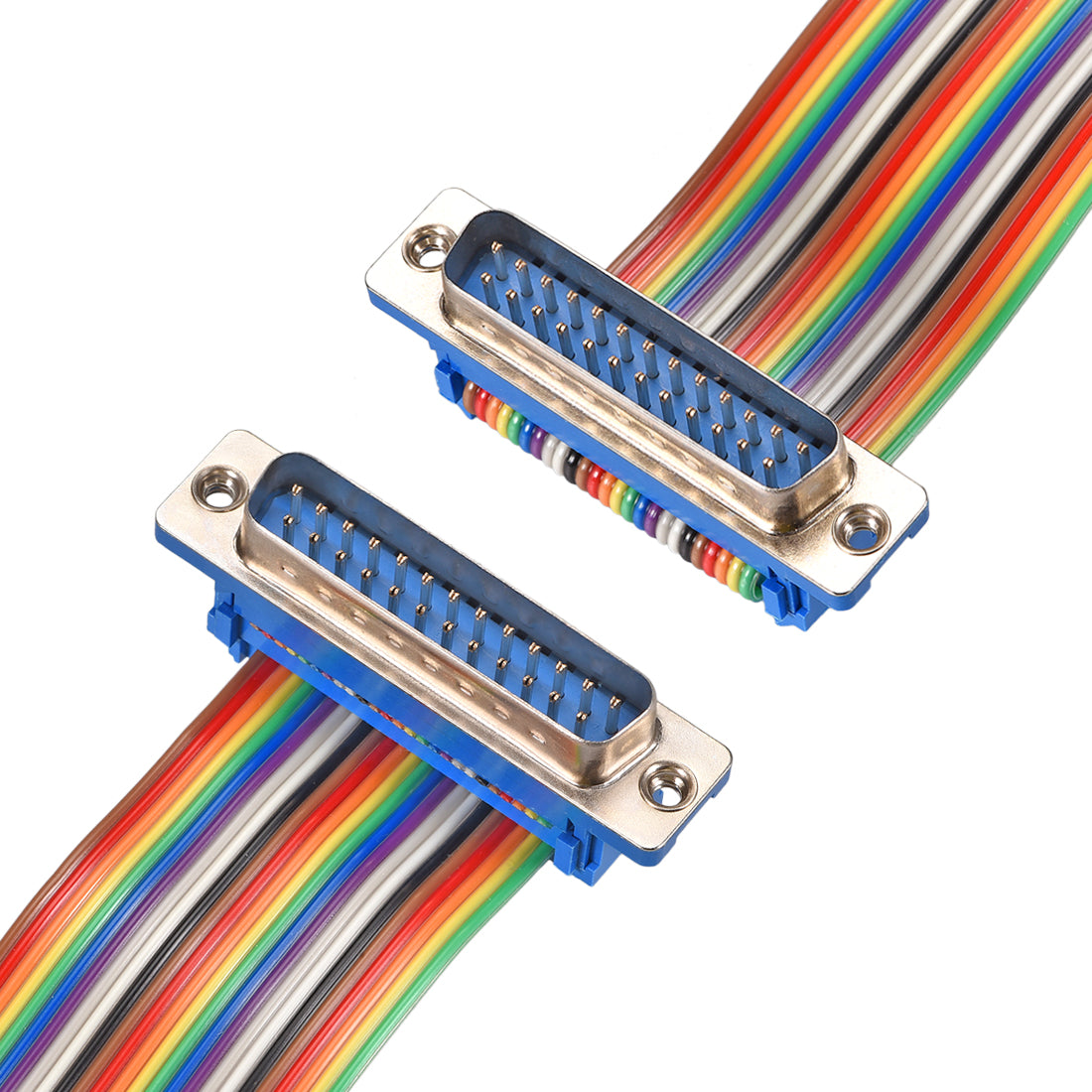 uxcell Uxcell IDC Rainbow Wire Flat Ribbon Cable DB25 Male to DB25 Male Connector 2.54mm Pitch 11.8inch Length