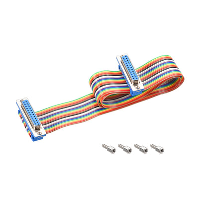 Harfington Uxcell IDC Rainbow Wire Flat Ribbon Cable DB25 F/F Connector 2.54mm Pitch 19.7inch Long
