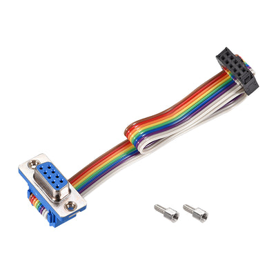 Harfington Uxcell Flat Ribbon Cable FC-10 to DB9 Female Connector 2.54mm Pitch 7.9inch Length