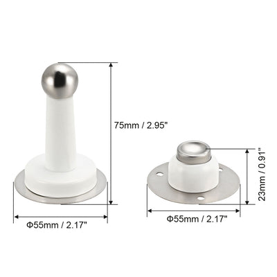 Harfington Uxcell Stainless Steel Magnetic Door Stopper Holder, Modern Stop With Hardware Screw White 2Pcs