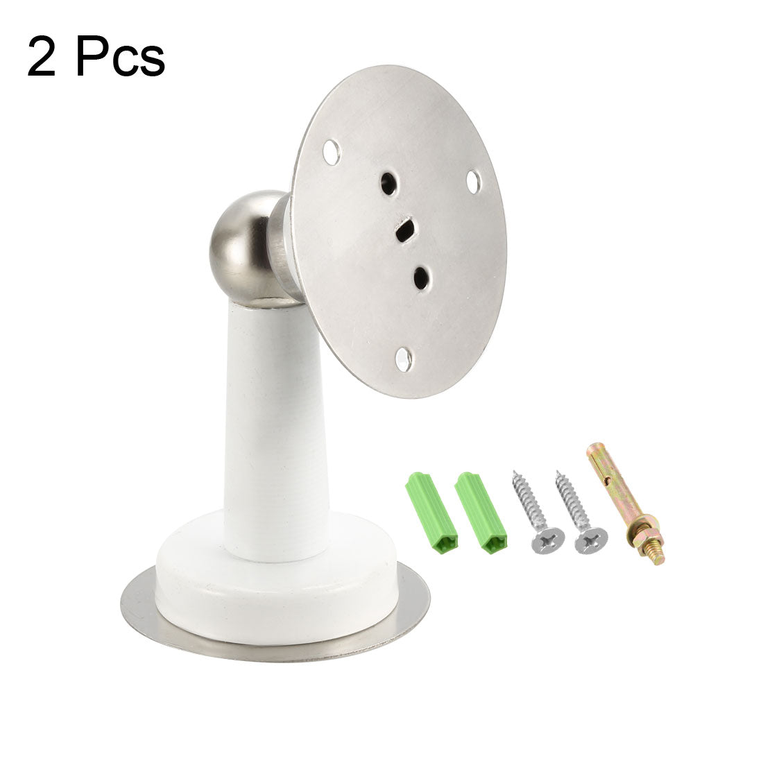 uxcell Uxcell Stainless Steel Magnetic Door Stopper Holder, Modern Stop With Hardware Screw White 2Pcs
