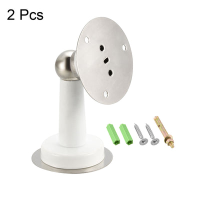 Harfington Uxcell Stainless Steel Magnetic Door Stopper Holder, Modern Stop With Hardware Screw White 2Pcs